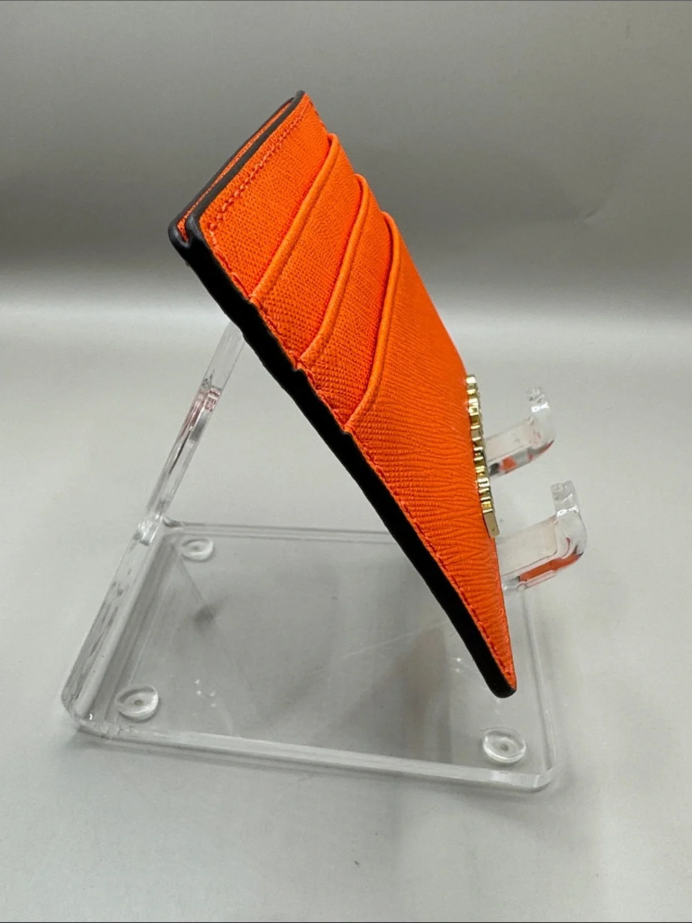 Michael Kors Orange Leather Card Case with Gold Logo - Picture 4 of 5